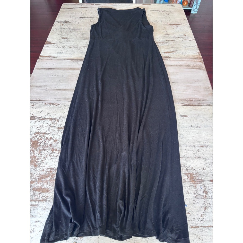 MARIO SERRANI maxi dress women size M black twist front sleeveless jersey knit